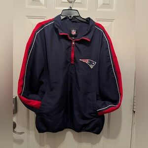 NFL Patriots Men's Navy and Red 3/4 Zip Windbreaker